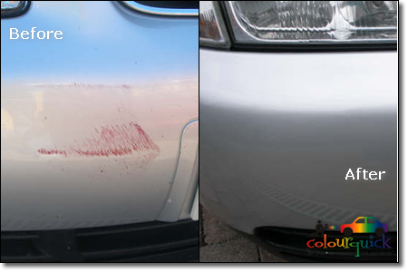 Bumper scratch before and after